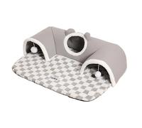 Tunnel da gioco per gatti, tunnel per gatti a tre fori, per interni, per animali domestici, giocattoli interattivi, tappetino per dormire per piccoli animali e cuccioli, arricchimento della