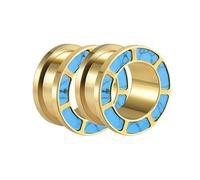 Tunnel Ministeri, Tappi per Le Orecchie in Acciaio Inossidabile da 2 PCS 00G Fit Vite a cavità Svasata con calibri Opal Tunnel 10 mm Blu Argento