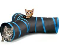 Tunnel per Gatto, Giocattolo a Tre Passaggi Estensibile Pieghevole Con Pompon E