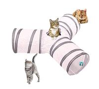 Tunnel pieghevole per gatti a 3 vie - giocattolo interattivo pop-up labirinto casa - tunnel gioco per gatti, cani, conigli e piccoli animali (3 Passaggi bianco)
