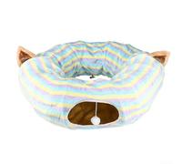 Tunnel pieghevole per gatti con comodo materiale in flanella per incoraggiare l'attività giocosa e fornire una pratica conservazione (linee)