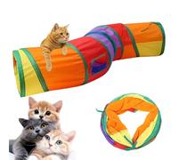 Tunnel pieghevole per gatti - Tunnel per conigli - Giocattolo per conigli, poliestere giocattolo per animali domestici con giocattolo appeso adatto a gatti conigli cuccioli e piccoli animali