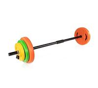 Tunturi 14TUSCL353 Pesi Palestra per Allenamento Aerobico - Dischi Palestra in Plastica - 1 Barra Componibile inclusa - 20 Kg, Unisex - Adulto, Orange, Green, Yellow, 20 kg