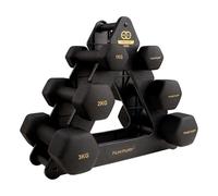 Tunturi Centuri Set di 6 manubri con rack, 2 x 1 kg, 2 kg, 3 kg, set di manubri in ghisa