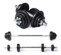Tunturi Manubri e manubri in 1 - Ghisa - Set 20 kg - Set regolabile - Tappo a vite 30 mm - Manico antiscivolo