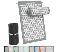 Tunturi Tappetino per agopressione con cuscino, tappetino per agopuntura, per schiena, collo, piedi, tutto il corpo, 2 in 1, tappetino per agopressione, anti-stress, 68 x 42 x 2 cm, grigio