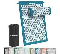 Tunturi Tappetino per agopressione con cuscino, tappetino per agopuntura, per schiena, collo, piedi, tutto il corpo, 2 in 1, tappetino per agopressione, anti-stress, 68 x 42 x 2 cm, blu petrolio