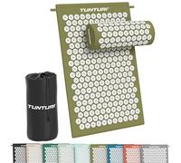 Tunturi Tappetino per agopressione con cuscino, tappetino per agopuntura, per schiena, collo, piedi, tutto il corpo, 2 in 1, tappetino per agopressione, anti-stress, 68 x 42 x 2 cm, verde militare