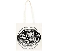 Tuo Voce Potere Modifica Borsa Shopper In Cotone Beige Unisex Beige Unisex Totebag
