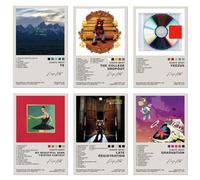 TUOCYERD Kanye West - Set di 6 poster con copertina di album, poster musicali per stanza, album di musica estetica, decorazione da parete per adolescenti, 20,3 x 30,5 cm, senza cornice