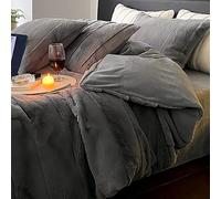 TUOENO Ultra Soft Warm Bedding Set 4 Pieces Shaggy Comforter Set, Plush Faux Fur Comforter Set, Velvet Fluffy Flannel Bedding Duvet Cover Set (Colore : Grey)