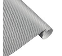 Tuokay 152x30cm Pellicola Adesiva Fibra di Carbonio,Pellicola Adesiva per Auto 3D, Rivestimento Adesivo Nero Car Sticker, Fai da Te Decorativa Wrapping Auto e Moto (Argento)