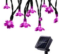 Tuokay 7M 50 LED Luci da Esterno Formato di Fiore Luci Decorazioni Catene Luminose Solare per Giardino Patio Albero(Rosa)