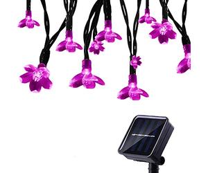 Tuokay 7M 50 LED Luci da Esterno Formato di Fiore Luci Decorazioni Catene Luminose Solare per Giardino Patio Albero(Rosa)