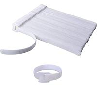 Tuokay Fascette per Cavi Riutilizzabili, 100 Cinghie con Gancio e Anello, Set di Cinghie per Cavi, Fascette per Cavi Regolabili, Cinghie con Gancio, Organizer per Cavi (150 * 12 mm, Bianco)