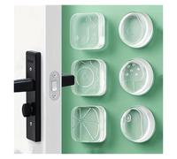 TUOKLNC Set di 3 protezioni trasparenti per maniglia della porta, autoadesive, anti-collisione, per prevenire danni a pareti e porte, senza trapano, paraurti in silicone per tutte le porte (quadrati)