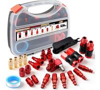 TuoLauthon Kit universale di accoppiatori d'aria e spine, 25 pezzi da 1/4" NPT in lega di alluminio a connessione rapida, con giunto universale girevole a 360°, accessori per compressori pneumatici