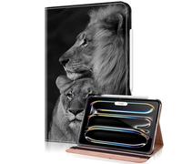 TUOLISG Custodia per iPad Pro da 11 pollici, M4 (2024), in pelle PU, antiurto, per iPad Pro 11, supporto per tablet, penna Pro/USB-C, auto sonno/veglia, leone