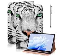 TUOLISG Custodia per Kindle Paperwhite (12th generazione 2024) e Kindle Colorsoft Signature Edition 7" 2024, in pelle PU leggera, pieghevole, con Auto Wake/Sleep-Tiger bianca