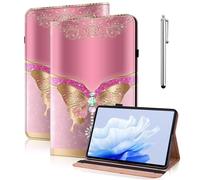 TUOLISG Custodia per Lenovo Tab M11 con portapenne e penna, ultra sottile, in pelle PU, con supporto per Lenovo Tab M11 TB330FU 2024, visualizzazione multi-angolo, farfalla rosa