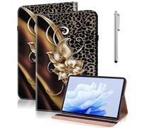 TUOLISG Custodia per Lenovo Tab M11 con portapenne e penna, ultra sottile, in pelle PU, supporto a portafoglio, per Lenovo Tab M11 TB330FU 2024, visualizzazione multi-angolo, fiore metallico