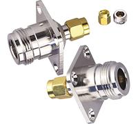 TUOLNK 2 Pack N Femmina a SMA Maschio 4 Fori Flangia Connettore da pannello Tipo N a SMA RF Connettore a saldare coassiale Adattatore coassiale per montaggio su telaio