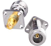 TUOLNK 2 pezzi N Femmina a SMA Femmina Montaggio a pannello 4 Fori 17,5 mm N a SMA Connettore coassiale Tipo di telaio per antenne RF/Radio Wifi Adattatore coassiale RF Pannello flangiato