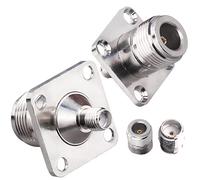 TUOLNK 2 pezzi N Femmina a SMA Femmina Montaggio a pannello a 4 fori da 17,5 mm Montaggio a jack SMA Tipo di chassis Adattatore coassiale RF Adattatore a pannello con flangia a 4 fori