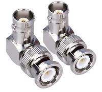 TUOLNK Confezione da 2 adattatori BNC maschio a femmina a gomito adattatore coassiale RF a 90 gradi per telecamere di sicurezza/connettore cavo di prolunga ad angolo retto