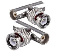 TUOLNK Connettore a T Triplo BNC Maschio a Doppio Femmina - Adattatore Coassiale RF per Cavo di Sicurezza CCTV DVR Telecamera - Splitter Combinatore 3 Vie - 2 Pezzi