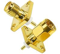 TUOLNK Connettore per montaggio a pannello SMA Adattatore coassiale per telaio a flangia a 4 fori Adattatore coassiale SMA femmina Jack di montaggio per pannello isolante dritto Convertitore coassiale