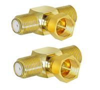TUOLNK Connettore splitter tipo F F maschio a doppia F femmina Triple Tee Adapter Connettore coassiale a 3 vie a forma di T per TV Video VCR Antenna Connettore F Combinatore 2 pezzi
