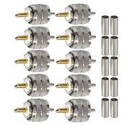 TUOLNK Connettore UHF Confezione da 10 PL259 Adattatore coassiale a crimpare con spina maschio SO239 PL-259 Connettore RF per RG316 RG179 Compatibile con antenna radioamatoriale CB