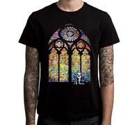 TuoMilky Banksy Stained Glass Church Window Graffiti Unisex 100% Cotton Short-Sleeve T-Shirts Black S