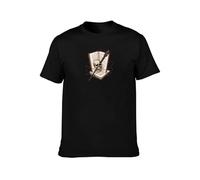 TuoMilky Intellectual Black Cotton Round Collar Tee Featuring Skull with Book & Quill Graphic, Scholarly Vibes L