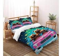tuoni e fulmini Copripiumino in Fibra A Doppio Strato animali della giungla di fiori Ipoallergenico Copripiumino in Fibra Ultra Fine Stampa 3D Set Di Biancheria Da Letto Tre Pezzi Double（200x200cm）