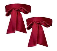 TUONYIS 2 fasce rosse da donna, nastro rosso lungo in raso rosso, cintura liscia per abiti, cintura in raso da annodare, cintura lunga per matrimonio, damigella d'onore e sposa, Rosso, Etichettalia