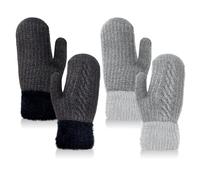 TUONYIS 2 Paia Guanti Invernali Uomo Donna Guanti Invernali Mezze Dita, Invernali Termici Guanti, Caldi Morbidi Sportivi Guanti, Guanti Senza Dita con Pile di Alpaca (Nero, Grigio, Taglia unica)