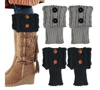 TUONYIS 2 Paia Scaldamuscoli Donna Caldi Lavorati a Maglia, Calzettoni al Ginocchio, Calze Invernali per Stivali, Calzini per Ragazze (Nero, Grigio Chiaro)