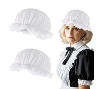 TUONYIS 2 Pezzi Cappello da Nonna, Berretto Bianco con Rifiniture in Pizzo, Cappello Divertente, Berretto da Notte, Copricapo, per Costume, Festa a Tema, Carnevale (Bianco)