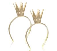 TUONYIS 2 Pezzi Corona da Principessa per Ragazze, Fascia per Corona di Compleanno, Accessori per Capelli Glitter da Principessa, Fascia per Donna Bambini (Oro, taglia unica)