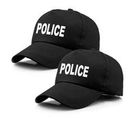 TUONYIS 2 Pezzi di berretto di polizia Cappello da poliziotto regolabile, costume da poliziotto della polizia SWAT, berretto da baseball, per il costume da festa di Halloween (Nero)