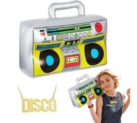 TUONYIS 2 Pezzi Kit Costume Hip Hop Set di Costumi Hippie, Gonfiabile Altoparlante Costume Rapper Collana in Oro, 80s 90s Party Accessori Accessori Rapper Anni '80/'90, Accessorio per Carnevale