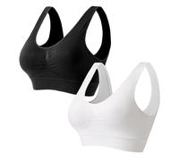 TUONYIS 2 Pezzi Reggiseno Sportivo Donna Reggiseno Senza Cuciture Senza Ferretto da Donna con Imbottitura Removibile, Reggisenos Invisibile Top Palestra per Ginnastica e Yoga (Nero, Bianco)