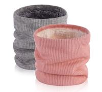 TUONYIS 2 Pezzi Scaldacollo Termico,Sciarpa Collo Invernale Rosa Grigia Sciarpa Snood Invernale In Pile Lavorato A Maglia Antivento per Uomo Donna Sport All'Aria Aperta Pattinaggio Sci(2 PCS)