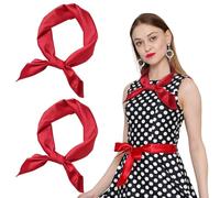 TUONYIS 2 Pezzi Sciarpe Donna Seta Sciarpa di Seta Quadrata Sciarpa di Seta Sciarpa di Raso Foulard Scialle Quadrato Bandane Leggere Elegante per Quattro Stagioni 70 x 70 cm (Rosso) (Rosso)