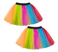 TUONYIS 2 Pezzi tutù al Neon, tutù in Tulle a 3 Strati, Abbigliamento da Festa in Costume da Discoteca Tutu al Neon, Gonna in Tulle Anni '80, Costume da Festa di Carnevale di Halloween (Arcobaleno)