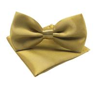TUONYIS 2 Pièces Papillon Uomo e fazzoletto, Papillon con fazzoletto da taschino, Regolabile, gia annodato, smoking camicia abito coordinati, per festa di nozze (D'oro) (D'oro)