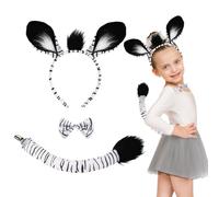 TUONYIS 3 Pezzi Bianco e Nero con Animali,Fascia con Papillon Coda,per Giocare a Fare le Zebre o le Tigri,per Feste di Compleanno con Costumi di Animali Feste di Halloween(3 Pezzi)