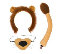TUONYIS 3 Pezzi Costume da Leone Animali Set,Pelugala Peluche per la Fascia per la Testa Dell'orecchio,Kit di Accessori per Costumi di Leone,per bambini Carnival Cosplay Halloween (3 Pezzi)